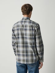Grey Regular Fit Easy Iron Button Down Long Sleeve Oxford Check Shirt - Image 3 of 7