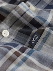 Grey Regular Fit Easy Iron Button Down Long Sleeve Oxford Check Shirt - Image 6 of 7