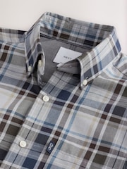 Grey Regular Fit Easy Iron Button Down Long Sleeve Oxford Check Shirt - Image 7 of 7