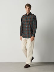 Orange Regular Fit Easy Iron Button Down Long Sleeve Oxford Check Shirt - Image 1 of 1