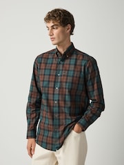Orange Regular Fit Easy Iron Button Down Long Sleeve Oxford Check Shirt - Image 2 of 7