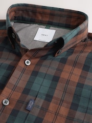 Orange Regular Fit Easy Iron Button Down Long Sleeve Oxford Check Shirt - Image 6 of 7