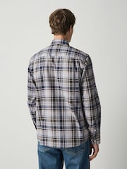 Grey Marl Regular Fit Easy Iron Button Down Long Sleeve Oxford Check Shirt - Image 3 of 4