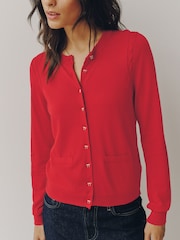 Red Bow Buttons - Soft Touch Cotton Rich Crew Neck Cardigan - Bild 5 von 8