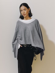 Grey Supersoft Slash Neck Longsleeve Cape Jumper - Image 1 of 7