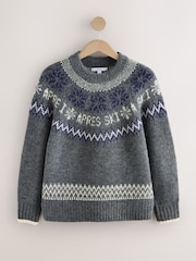Grey/White Long Sleeve Crew Neck Knitted Jumper - Image 6 of 8