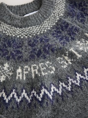 Grey/White Long Sleeve Crew Neck Knitted Jumper - Image 7 of 8
