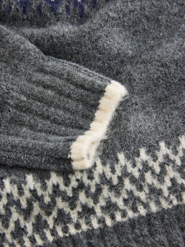Grey/White Long Sleeve Crew Neck Knitted Jumper - Image 8 of 8 Grey/White Long Sleeve Crew Neck Knitted Jumper - Image 8 of 8