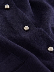 Navy Soft Touch Cotton Rich Crew Neck Cardigan - Image 2 of 3
