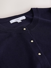 Navy Soft Touch Cotton Rich Crew Neck Cardigan - Image 3 of 3