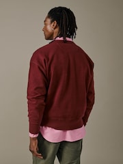 Aubin Red Brandon Crew Neck Sweat Jumper - Image 2 of 5