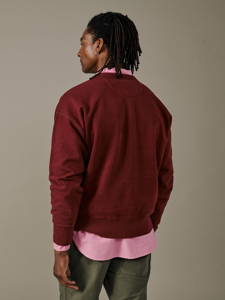 Aubin Red Brandon Crew Neck Sweat Jumper - Image 2 of 5