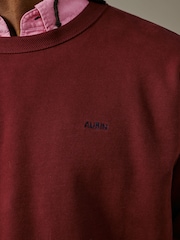 Aubin Red Brandon Crew Neck Sweat Jumper - Image 3 of 5