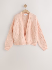 Light Pink Long Sleeve Cable Knitted Cardigan - Image 6 of 8