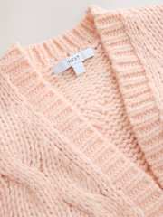 Light Pink Long Sleeve Cable Knitted Cardigan - Image 8 of 8