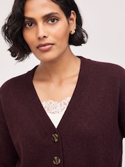 Burgundy Red Supersoft Mid Length V-Neck Cardigan - Image 4 of 7