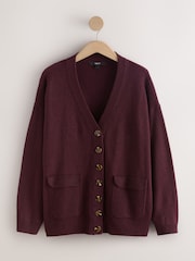 Burgundy Red Supersoft Mid Length V-Neck Cardigan - Image 5 of 7
