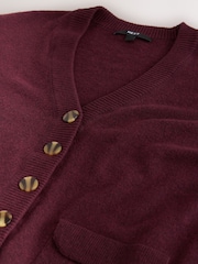 Burgundy Red Supersoft Mid Length V-Neck Cardigan - Image 6 of 7