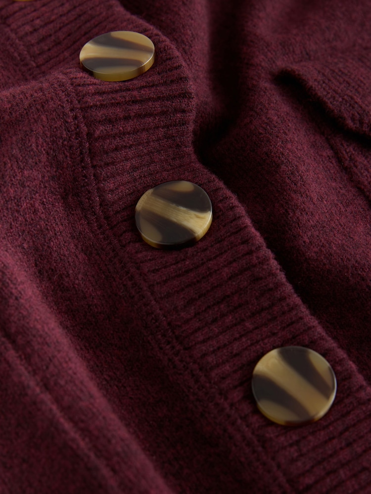 Burgundy Red Supersoft Mid Length V-Neck Cardigan - Image 7 of 7