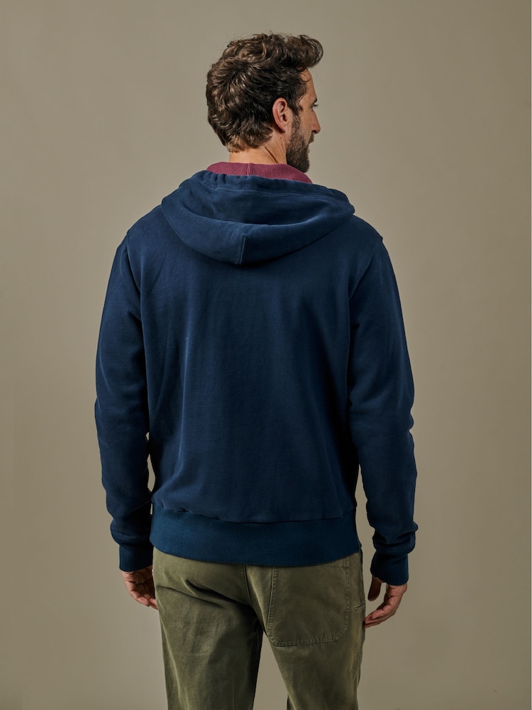 Aubin Blue Heslam Waffle Lined Hoodie - Image 2 of 4