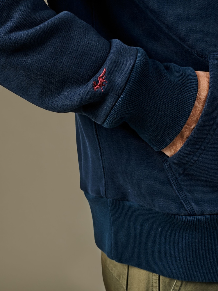 Aubin Blue Heslam Waffle Lined Hoodie - Image 4 of 4