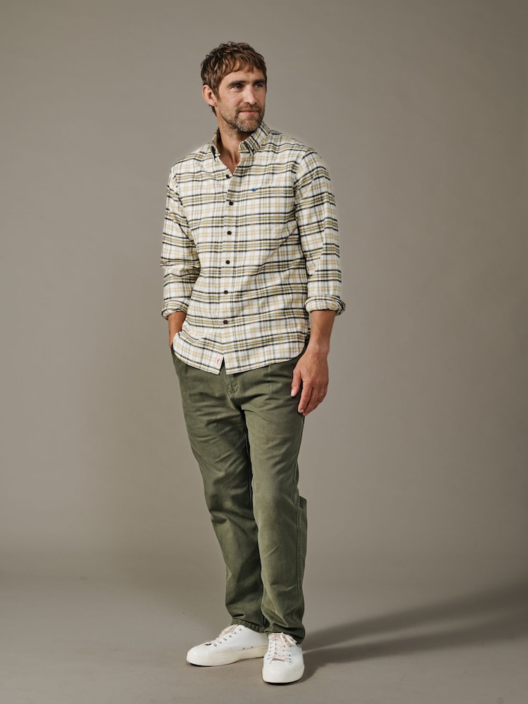 Aubin Yellow Merton Brushed Oxford Button Down Shirt - Image 2 of 5