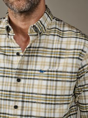 Aubin Yellow Merton Brushed Oxford Button Down Shirt - Image 4 of 5