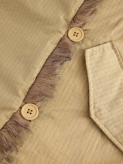 Sand Faux Fur Trim Parka Bomber Jacket - Image 3 of 3