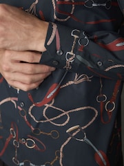 Navy Regular Fit Cotton Long Sleeve Print Shirt - Image 6 of 9