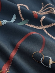 Navy Regular Fit Cotton Long Sleeve Print Shirt - Image 8 of 9