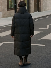 Charcoal Grey Shower Resistant Hooded Long Wadded Coat with Detachable Scarf - Image 2 of 4