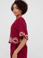Milly Embroidered Split Open Back Blouse - Image 3 of 6