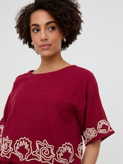 Milly Embroidered Split Open Back Blouse - Image 4 of 6