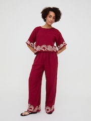 Milly Embroidered Split Open Back Blouse - Image 5 of 6