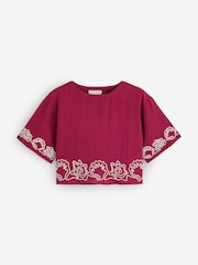 Milly Embroidered Split Open Back Blouse - Image 6 of 6