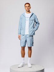 Weekend Offender Baraki Relaxed Technical Blue Shorts - Image 1 of 6