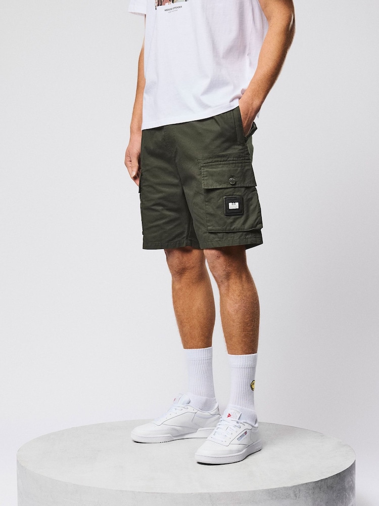 Weekend Offender Scopello Relaxed Cargo Green Shorts - Image 1 of 6