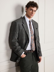 Grey Dogtooth Regular Fit Signature Moons Wool Blazer - Image 1 of 7