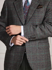 Grey Dogtooth Regular Fit Signature Moons Wool Blazer - Image 7 of 7