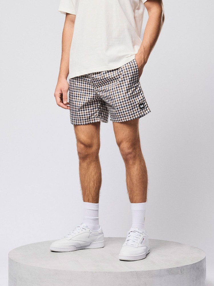 Weekend Offender Varadero Check Natural Swim Shorts - Image 2 of 6 Weekend Offender Varadero Check Natural Swim Shorts - Image 2 of 6