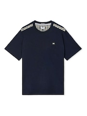 Weekend Offender Blue Medea T-Shirt With Mid House Check Details - Image 4 of 5