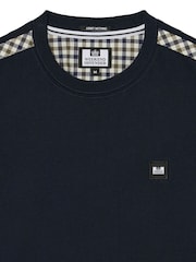 Weekend Offender Blue Medea T-Shirt With Mid House Check Details - Image 5 of 5