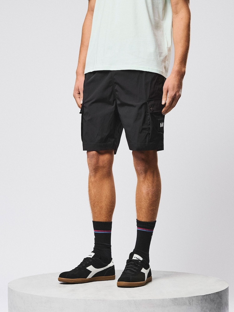 Weekend Offender Baraki Relaxed Technical Black Shorts - Image 1 of 6