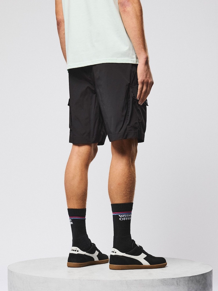 Weekend Offender Baraki Relaxed Technical Black Shorts - Image 2 of 6