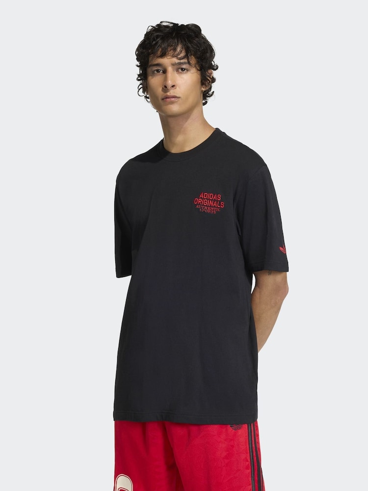 adidas Originals Black GFX Varsity T-Shirt - Image 1 of 6 adidas Originals Black GFX Varsity T-Shirt - Image 1 of 6