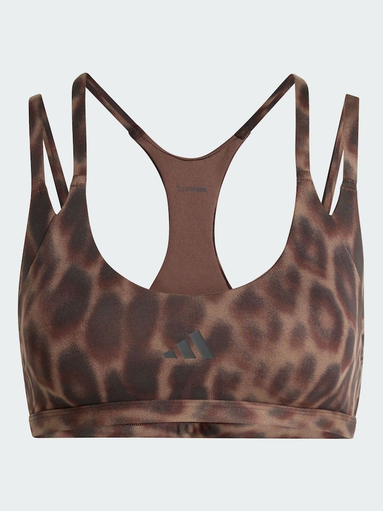 adidas Optime Leopard Strappy Light Support Bra - صورة 1 من 4