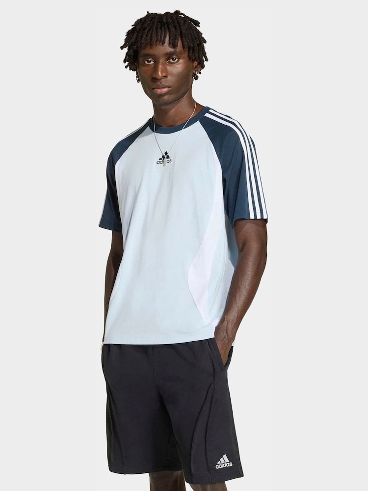 adidas Originals Blue Adicolor Teamgeist Cotton T-Shirt - Image 1 of 6
