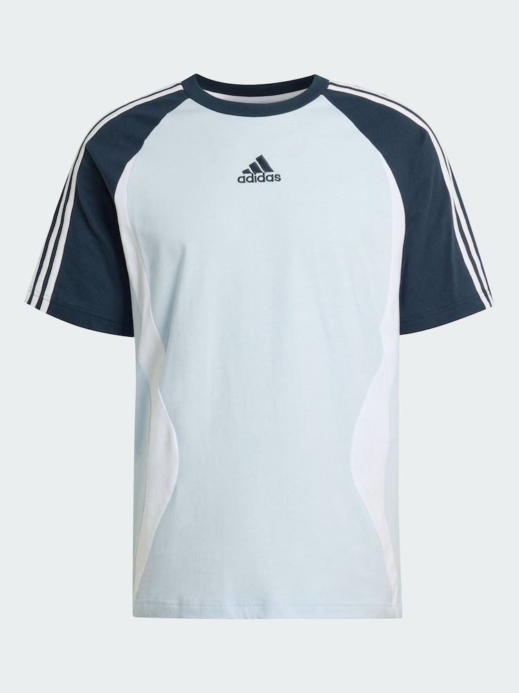 adidas Originals Blue Adicolor Teamgeist Cotton T-Shirt - Image 6 of 6