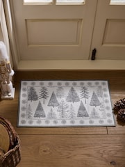 Grey Washable Winter Trees Doormat - Image 1 of 5
