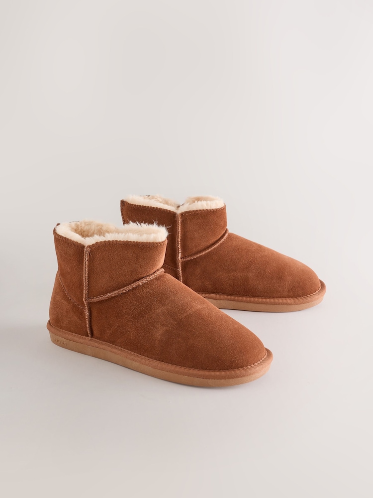 Chestnut Brown Faux Fur Lined Suede Slipper Boots - Image 2 of 5 Chestnut Brown Faux Fur Lined Suede Slipper Boots - Image 2 of 5